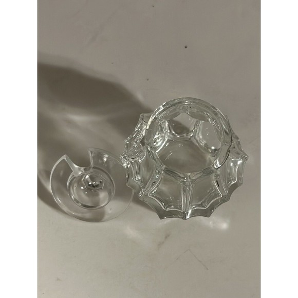 Vtg Coin Liberty Torch Clear Covered Candy Dish Glass Jar Lid Entertain Decor - Picture 7 of 10